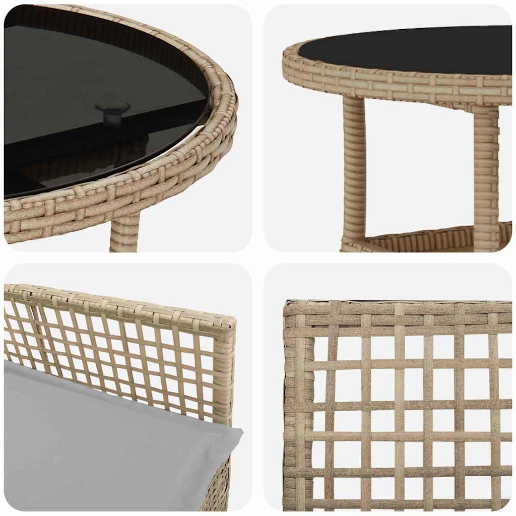 3-delt hagemøbelsett Beige Poly Rattan