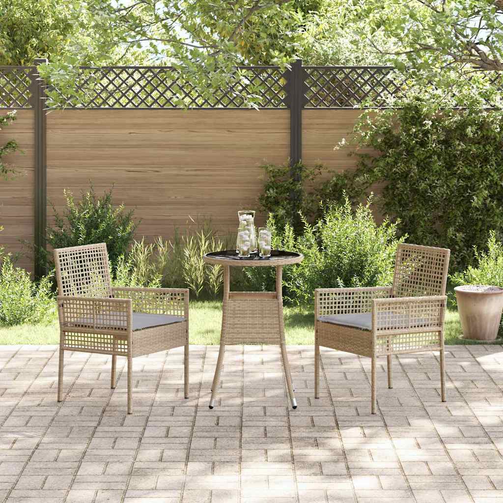 3-delt hagemøbelsett Beige Poly Rattan