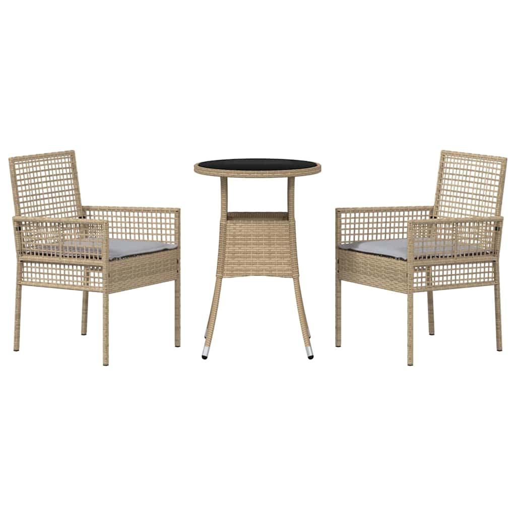 3-delt hagemøbelsett Beige Poly Rattan