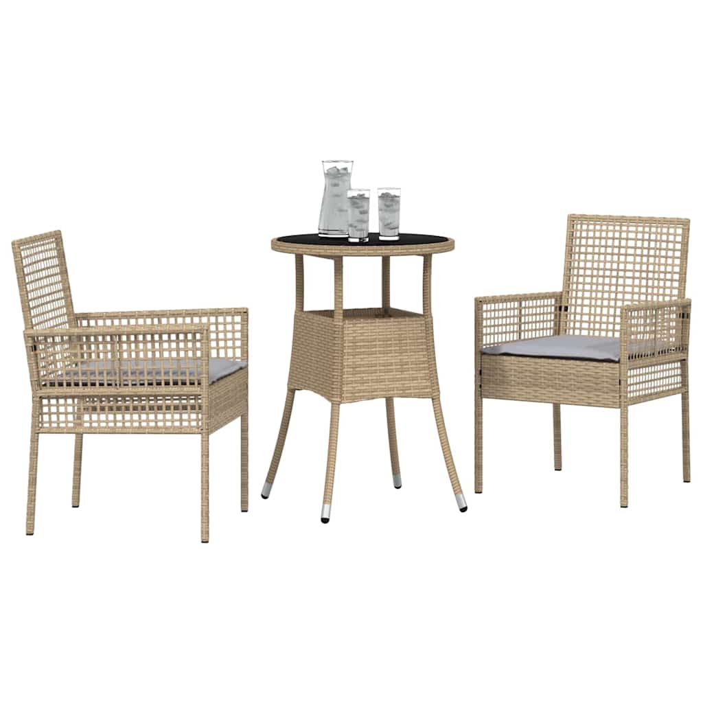 3-delt hagemøbelsett Beige Poly Rattan