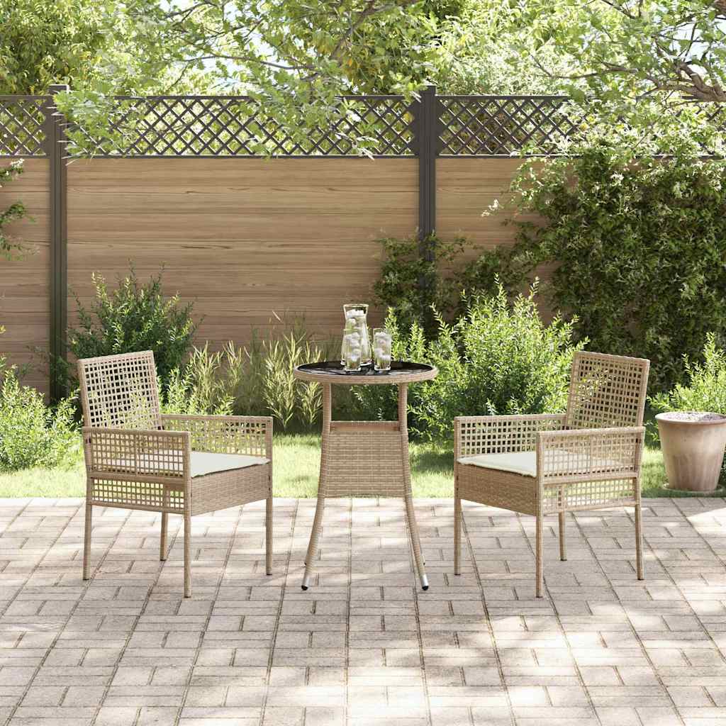 3 Delt Hage Spisebordssett Beige Poly Rattan