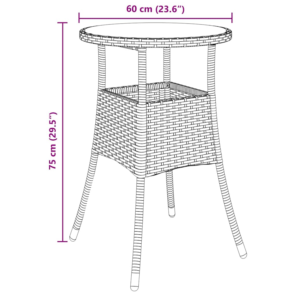 3 Delt Hage Spisebordssett Beige Poly Rattan