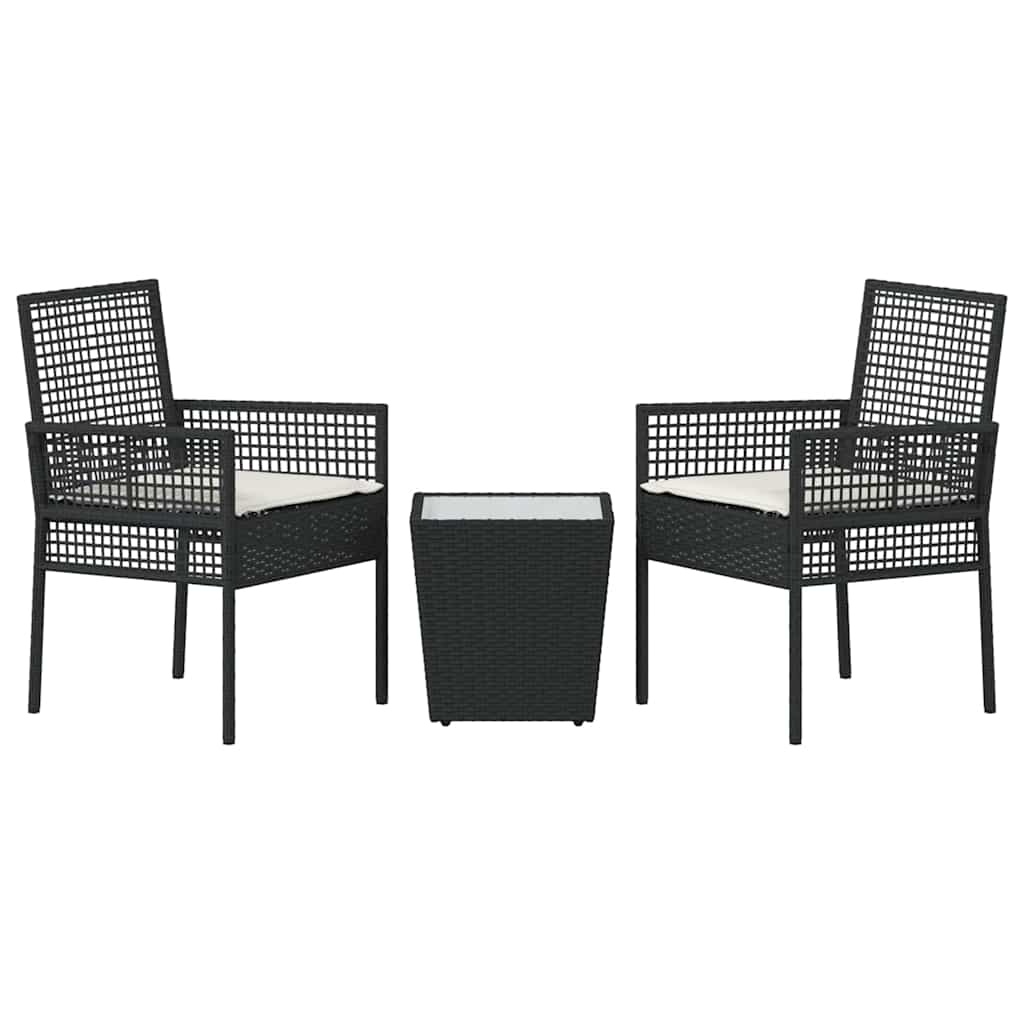 3-delt hagebistrosett med puter svart polyrotting
