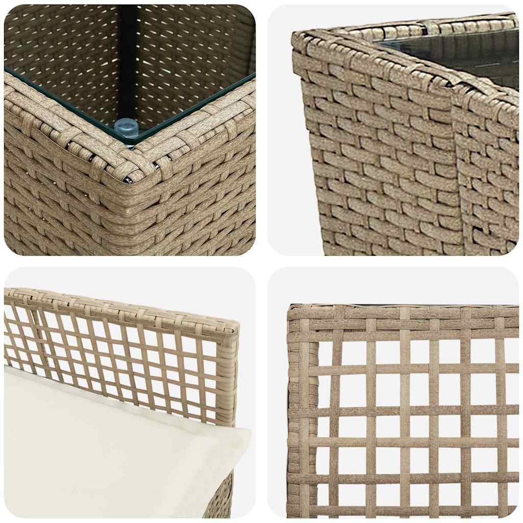 3-delt hagebistrosett med puter i beige polyrotting