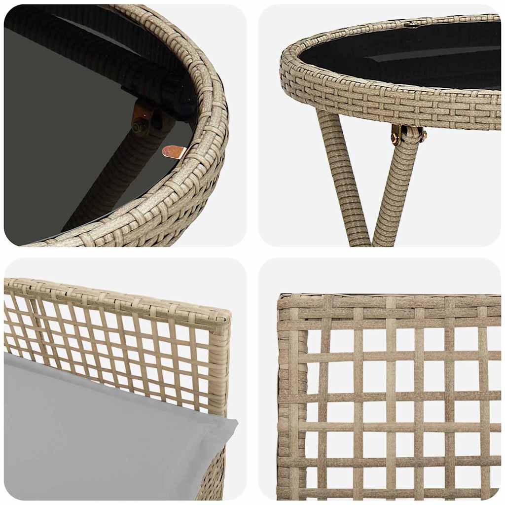3 Delers Hage Bistro Sett med Puter Beige Poly Rottning
