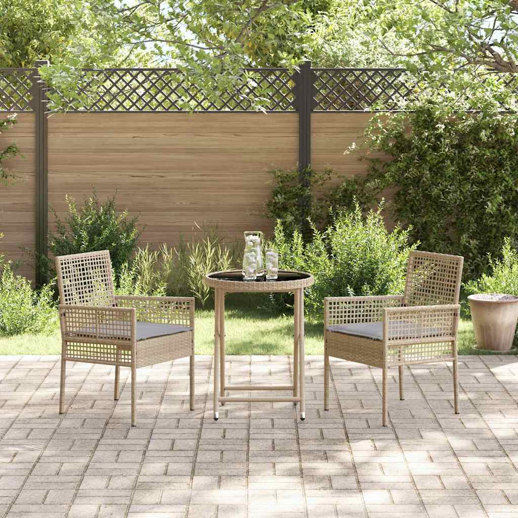 3 Delers Hage Bistro Sett med Puter Beige Poly Rottning