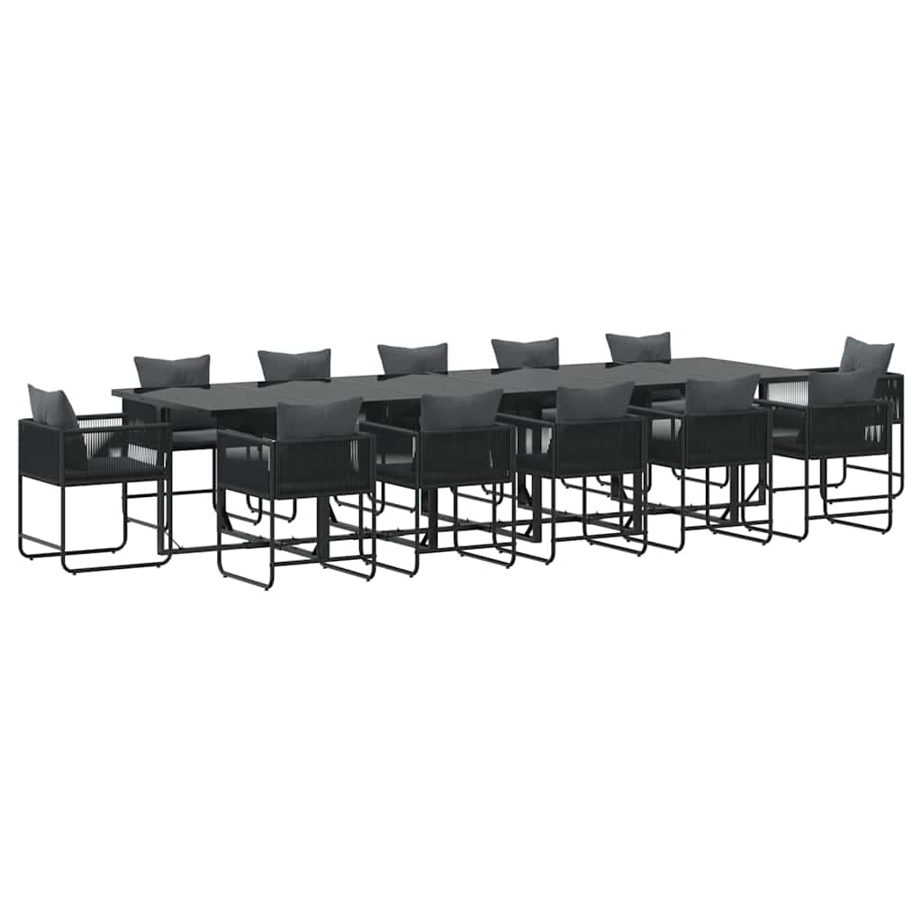 Hage Spisegruppe 13 pcs Svart Stål