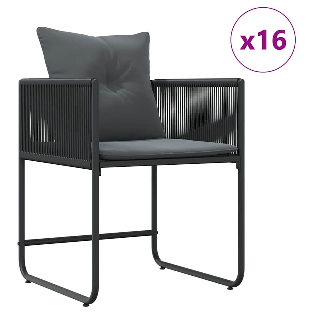 Hage Spisegruppe 17 pcs Svart Stål