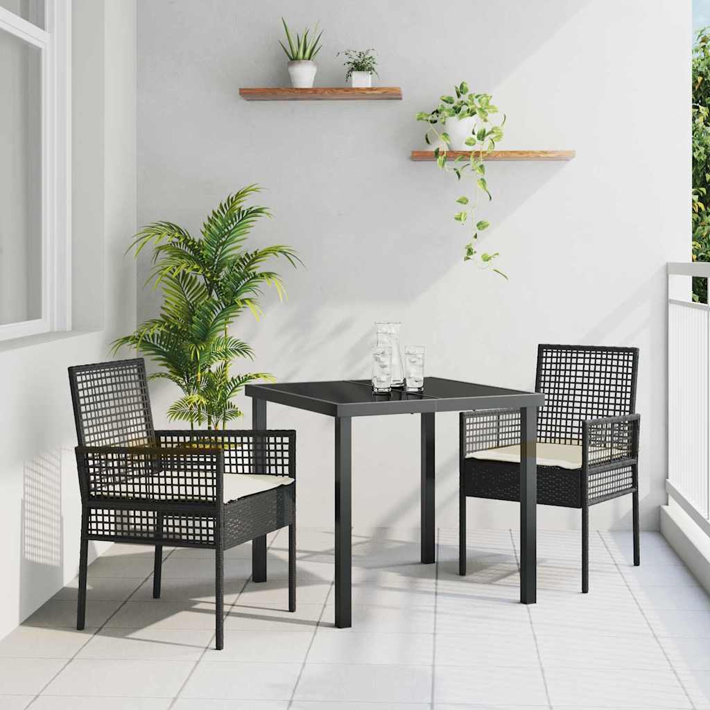 Hagemøbler 2 stk med puter Svart Poly Rattan