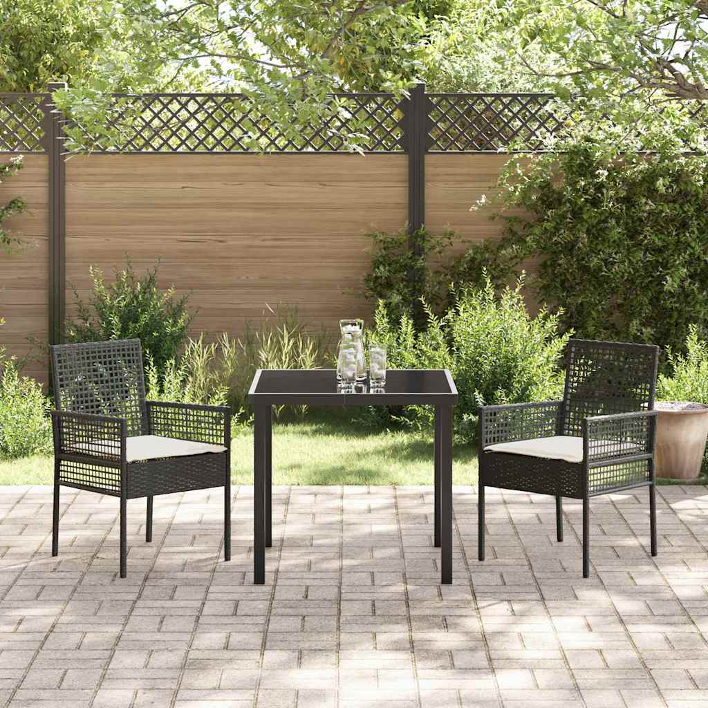 Hagemøbler 2 stk med puter Svart Poly Rattan