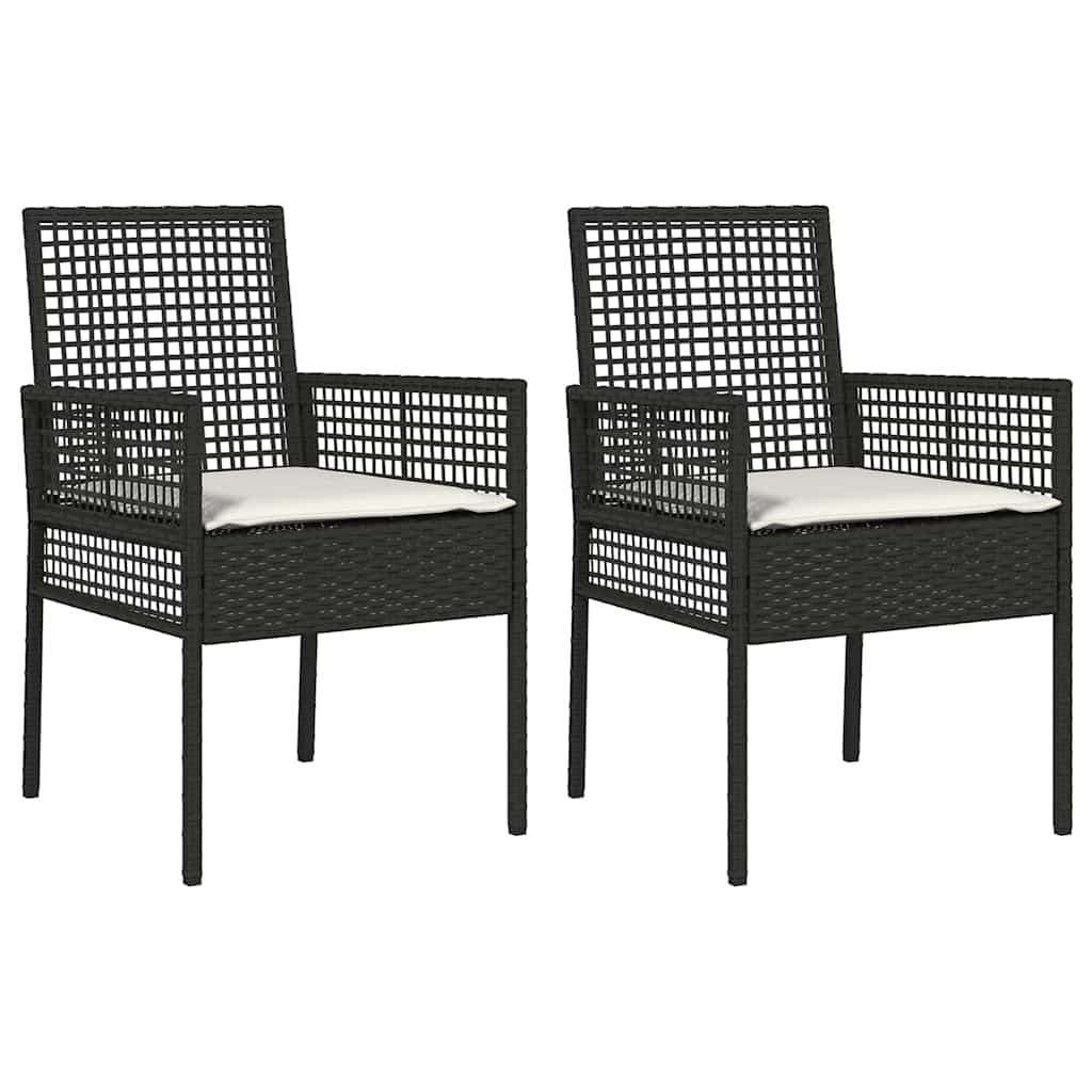 Hagemøbler 2 stk med puter Svart Poly Rattan