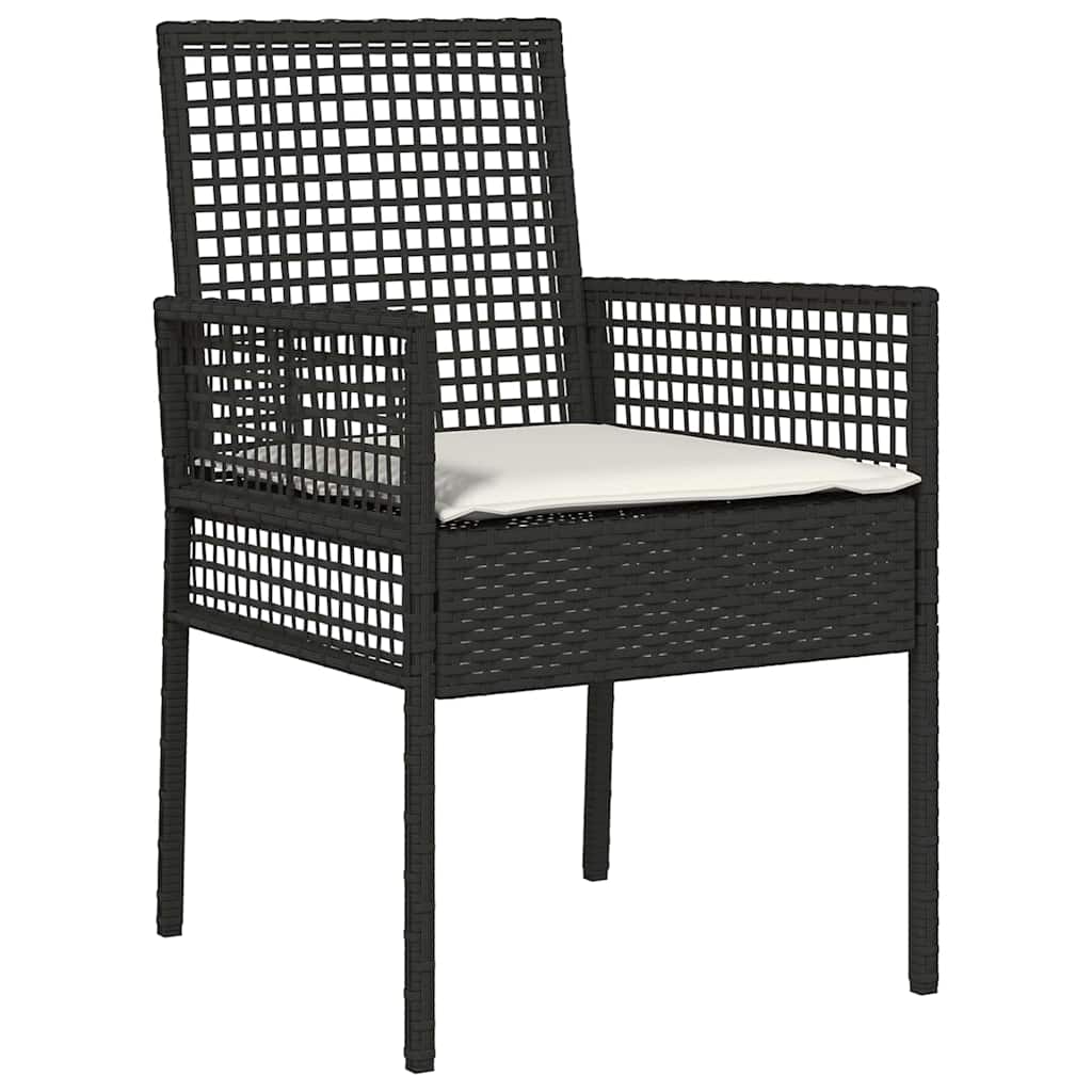 Hagemøbler 2 stk med puter Svart Poly Rattan