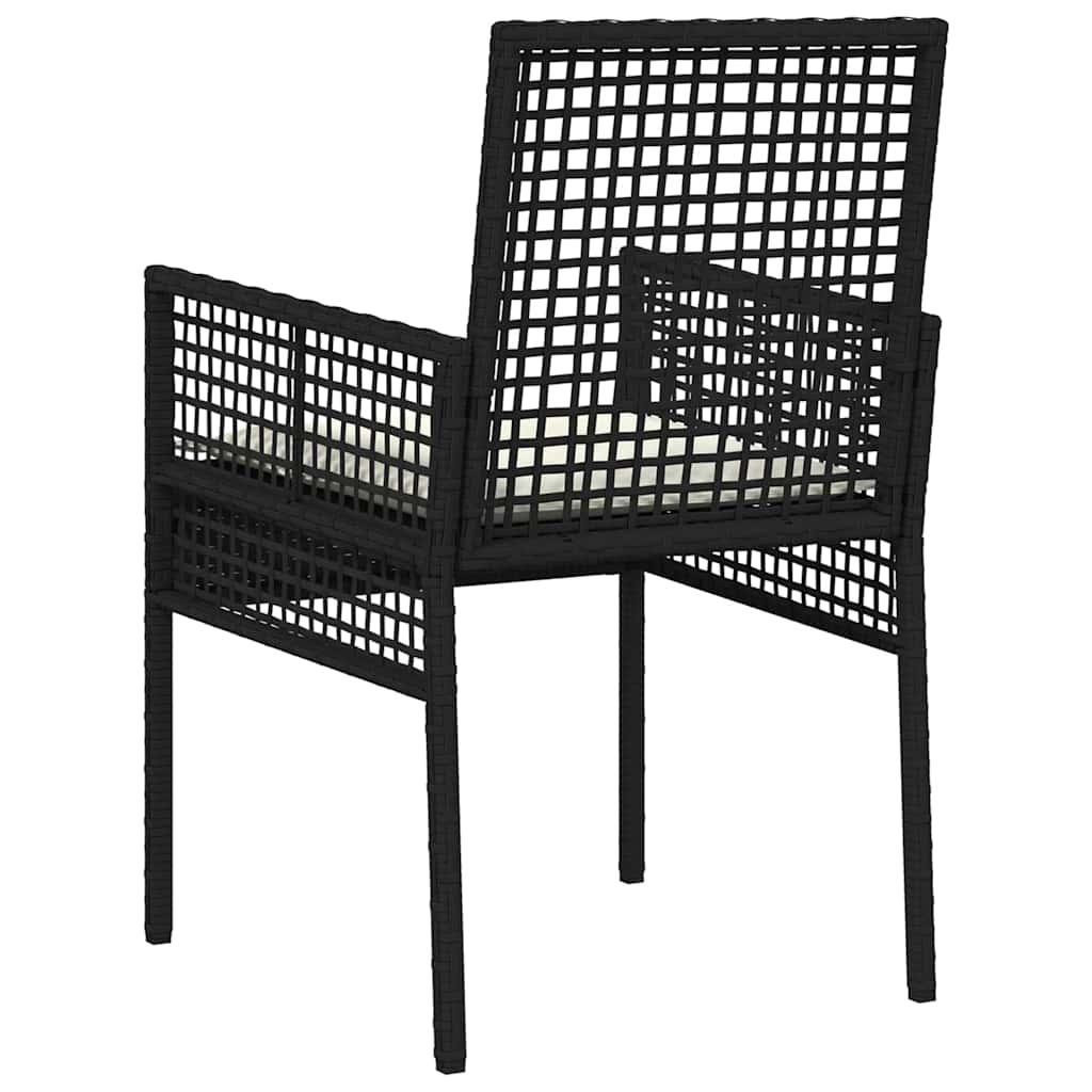Hagemøbler 2 stk med puter Svart Poly Rattan
