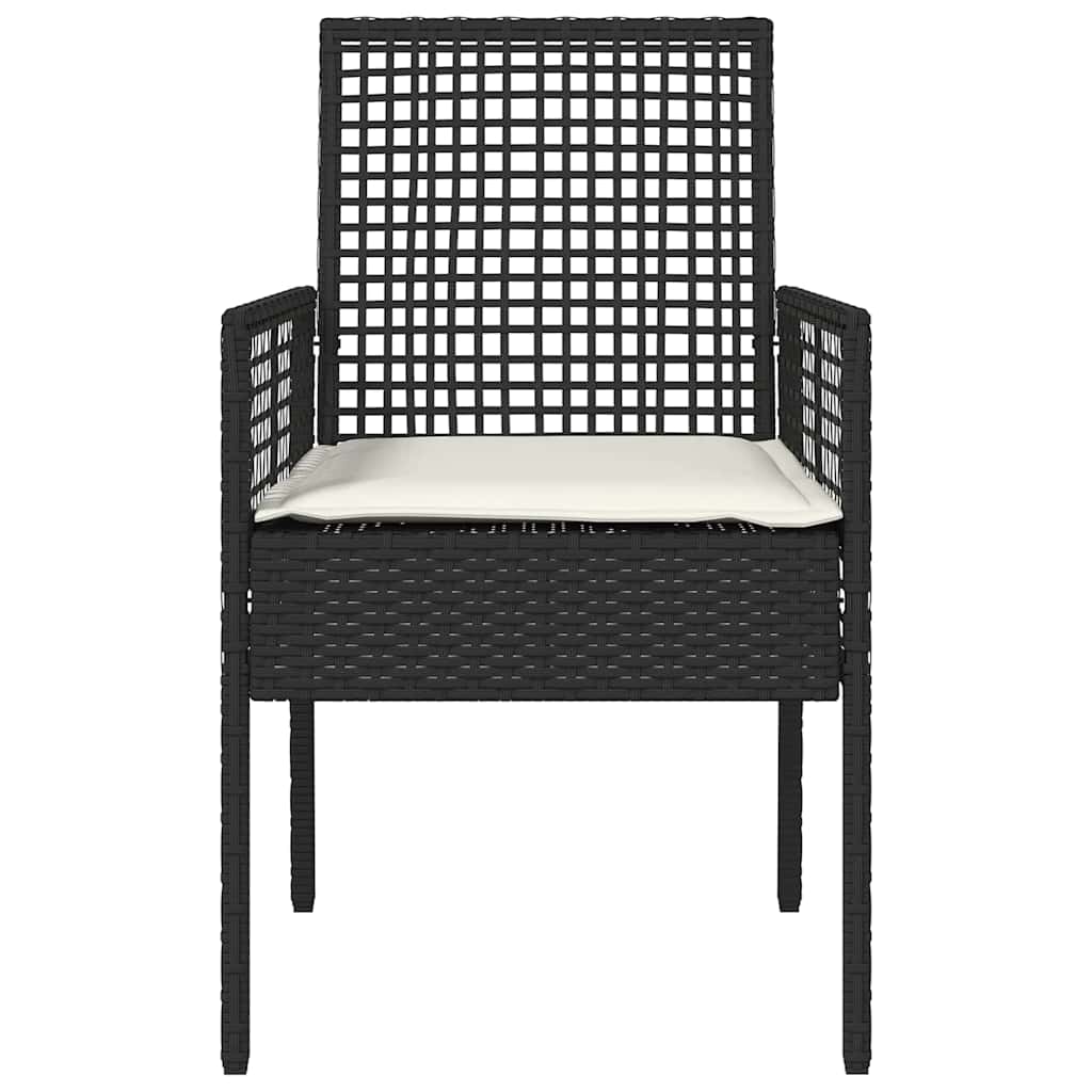 Hagemøbler 2 stk med puter Svart Poly Rattan