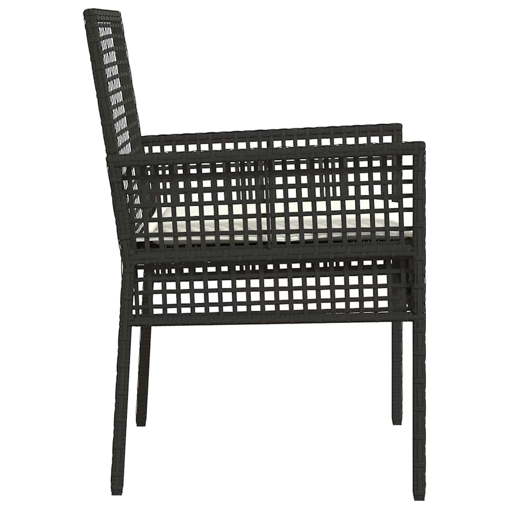 Hagemøbler 2 stk med puter Svart Poly Rattan