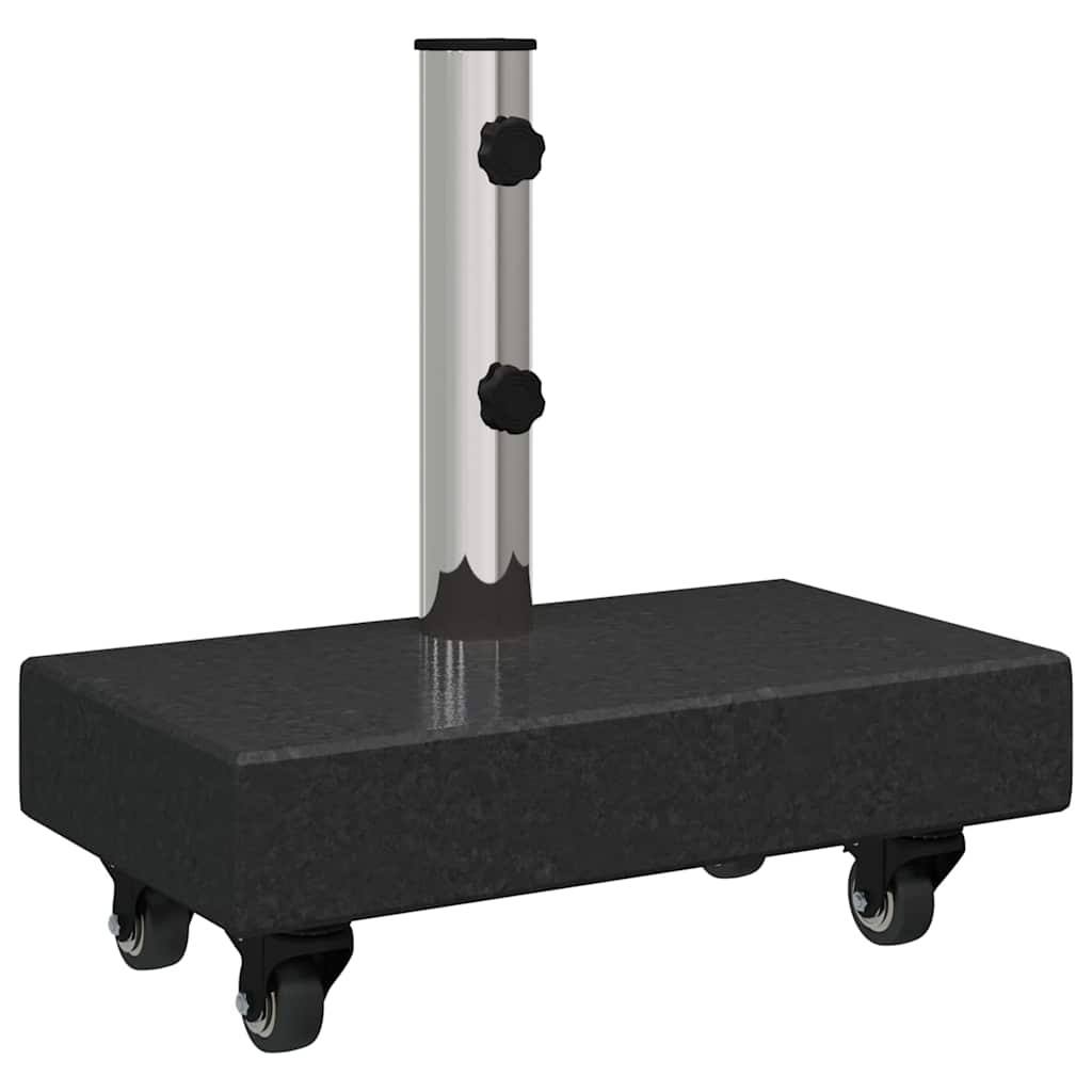 Parasollbase med hjul for Ø38/48mm stenger, svart granitt, 25 kg, rektangulær.