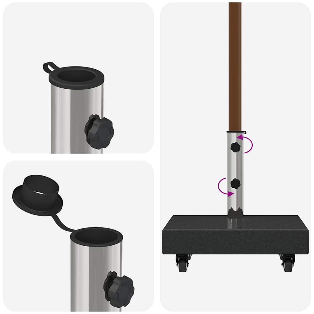 Parasollfot Svart 45 x 25 x 45 cm Granitt og Stål