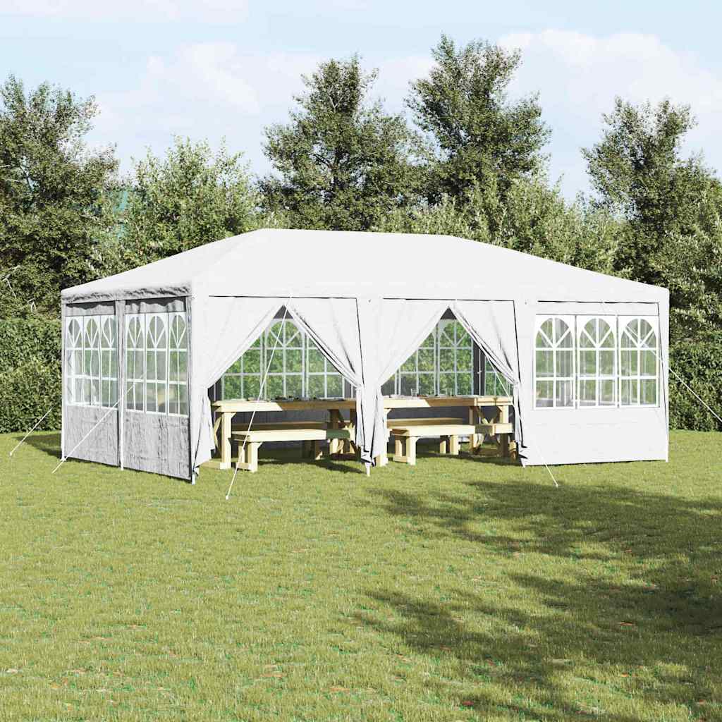 Partytelt med 10 sidevegger - hvit, 6x4 m PE