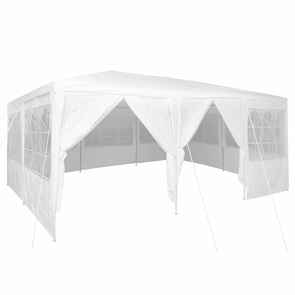 Partytelt med 10 sidevegger - hvit, 6x4 m PE