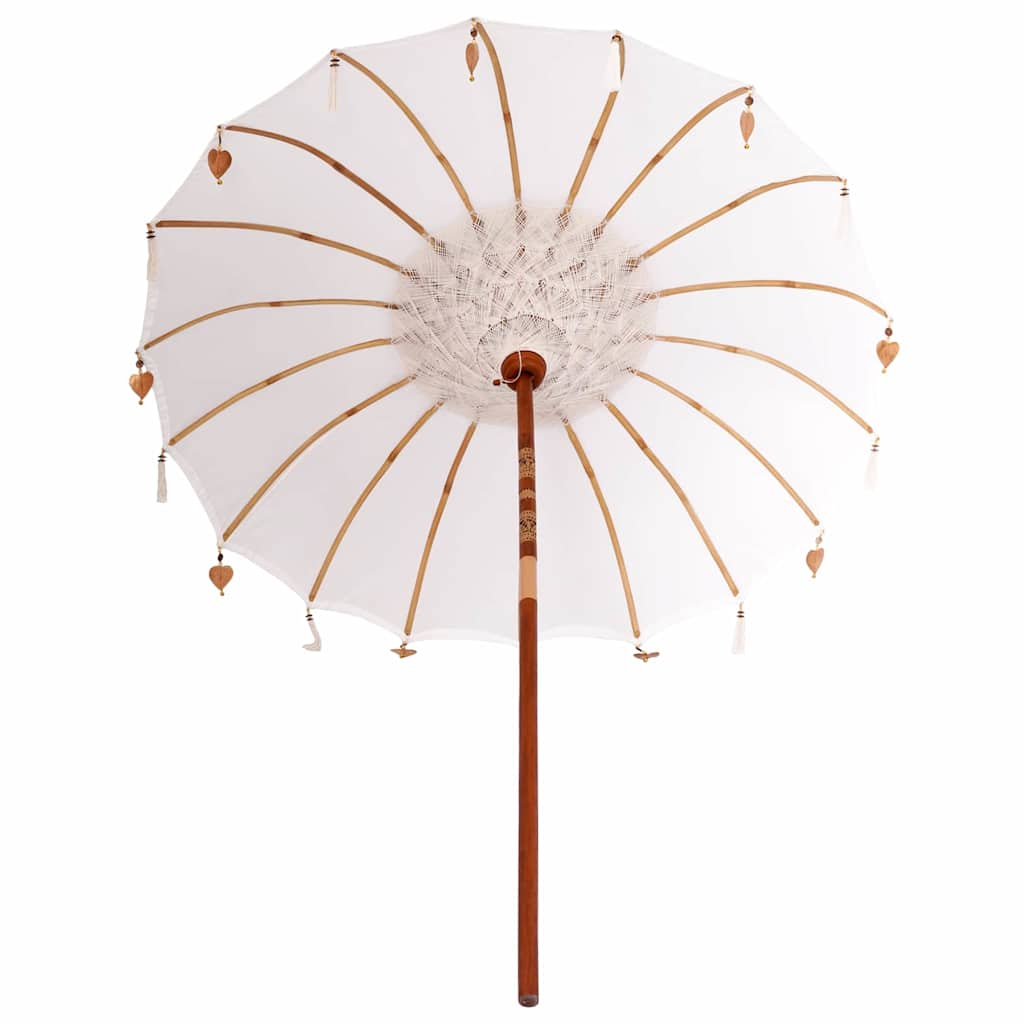 Parasoll Krem x 250 cm Bomull og solid tre