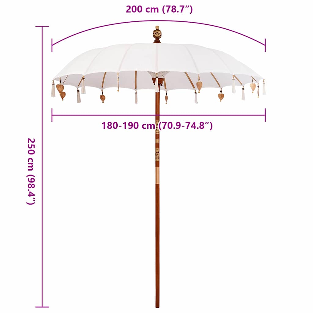 Parasoll Krem x 250 cm Bomull og solid tre