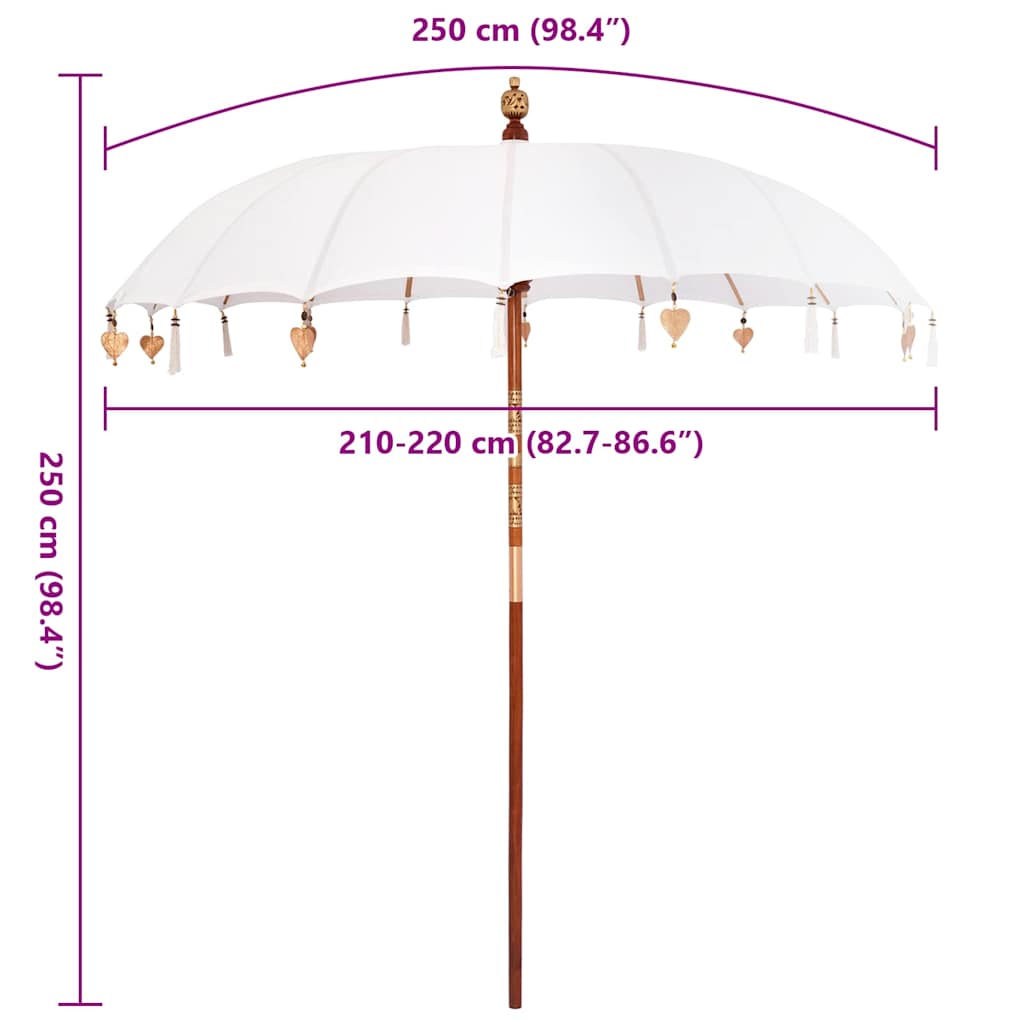 Parasoll Krem x 250 cm Bomull og solid tre