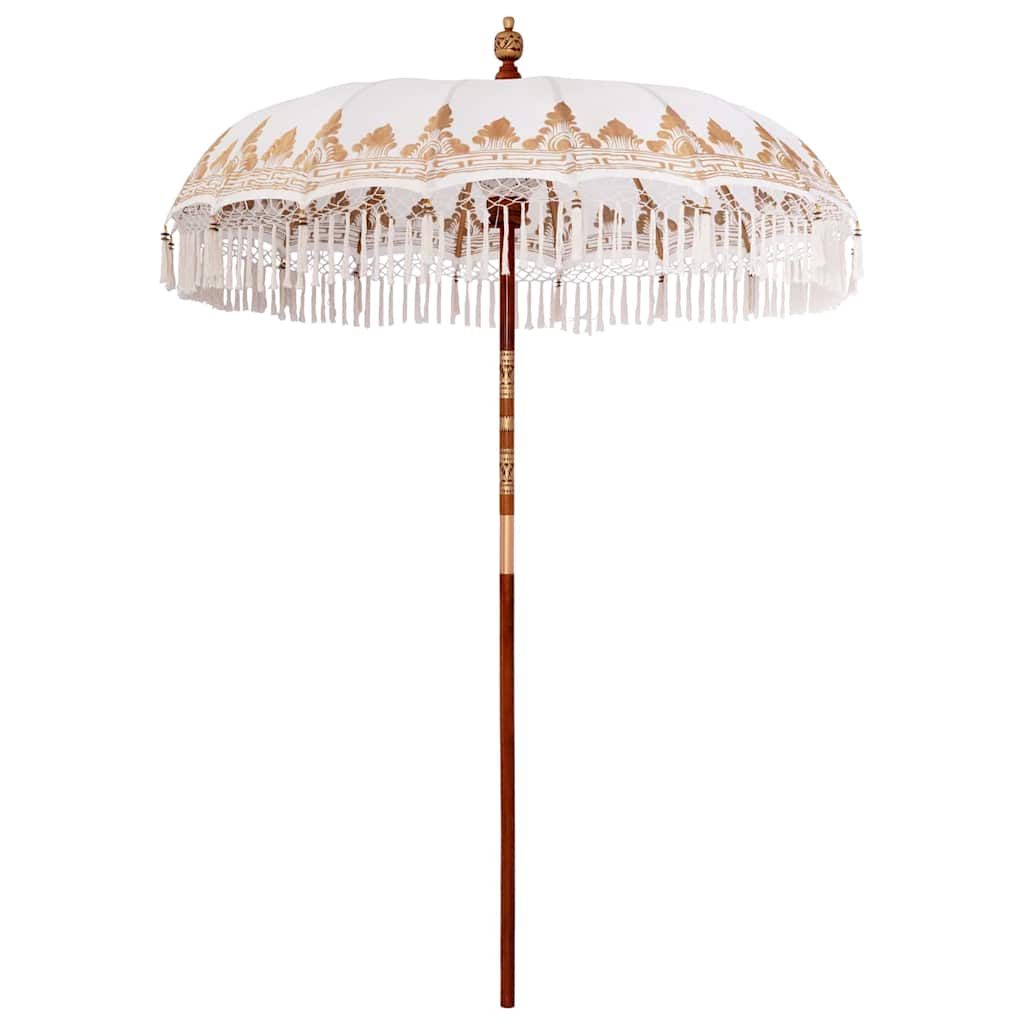 Parasoll Krem 180-190 cm Bomullstoff & Treverk & Bambus