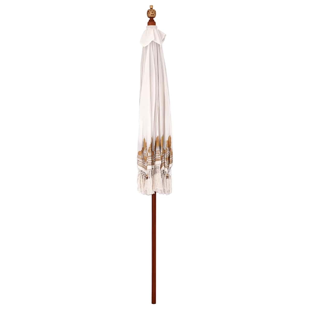 Parasoll Krem 210-220 cm Bomullstoff & Treverk & Bambus