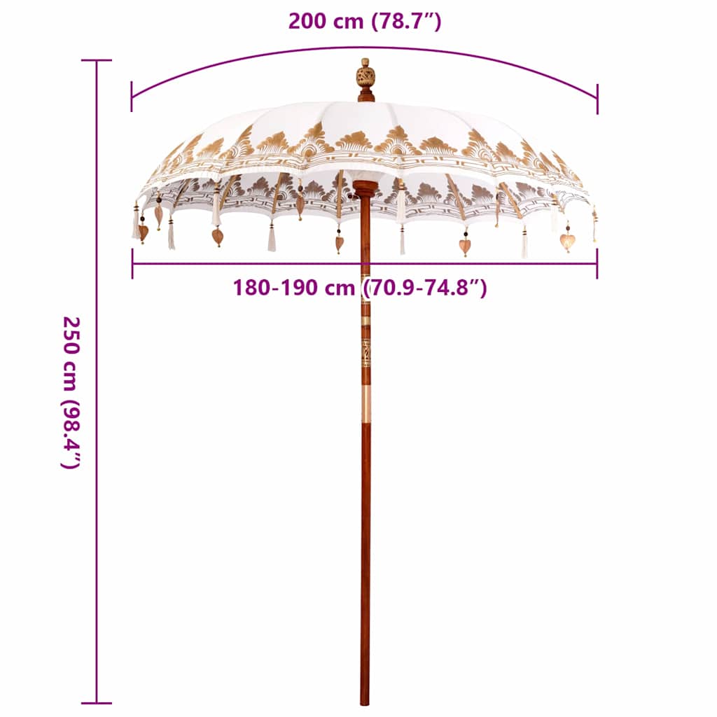 Parasoll Annet Krem x 250 cm Bomull og tre