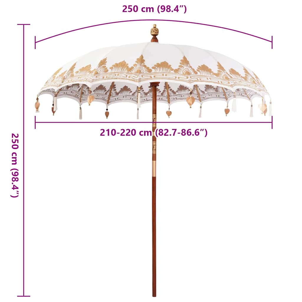 Parasoll Annet Krem x 250 cm Bomull og tre