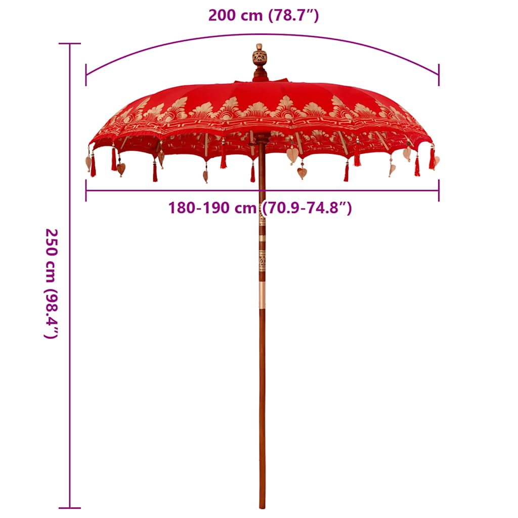 Parasoll Annet Rød x 250 cm Bomull og tre