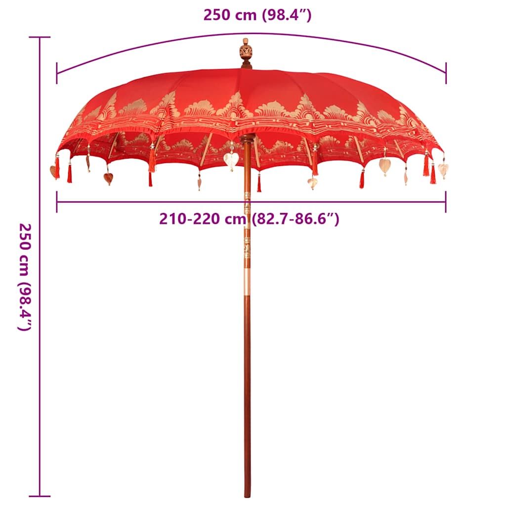 Parasoll Annet Rød x 250 cm Bomull og tre