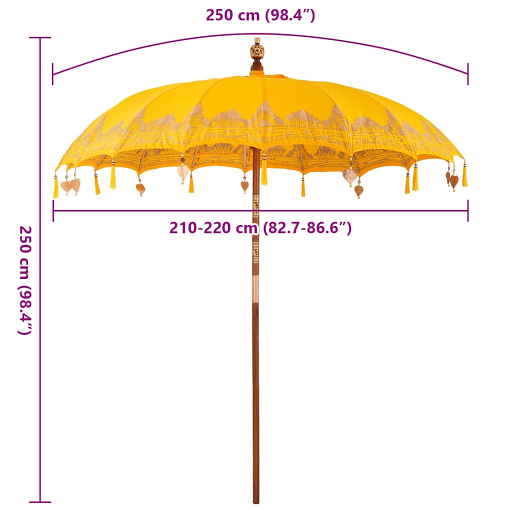 Parasoll Annet Gul x 250 cm Bomull og tre