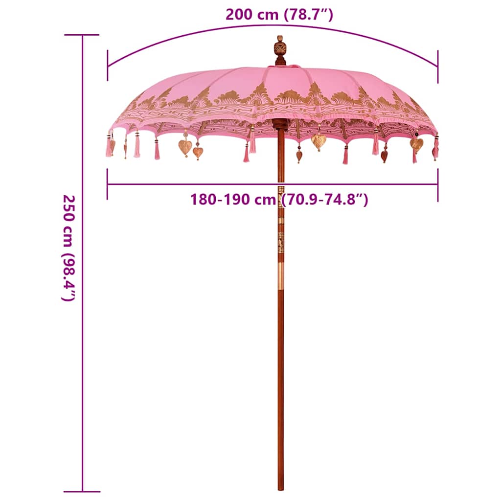 Parasoll Annet Rosa x 260 cm Bomull og solid tre