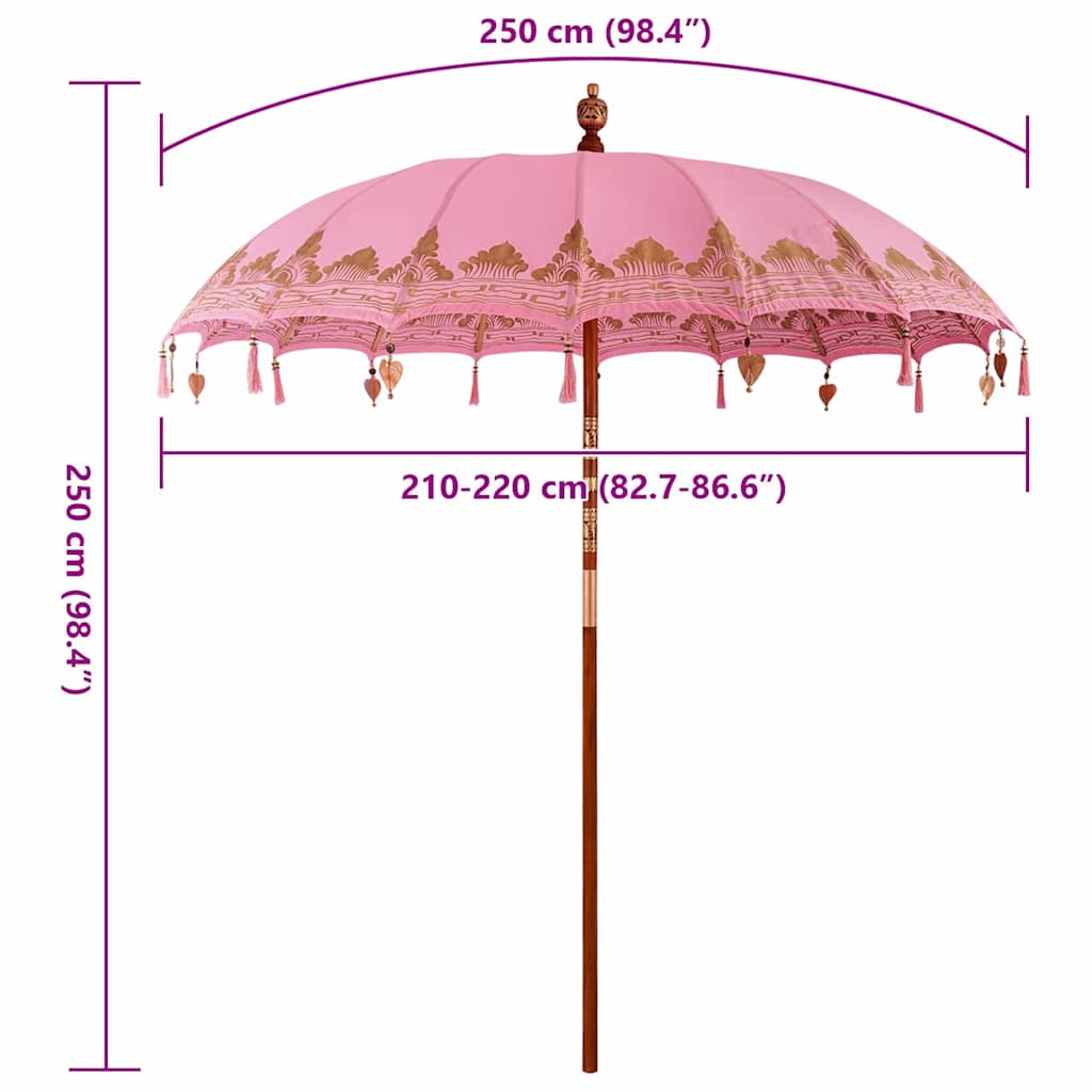 Parasoll Annet Rosa x 260 cm Bomull og solid tre