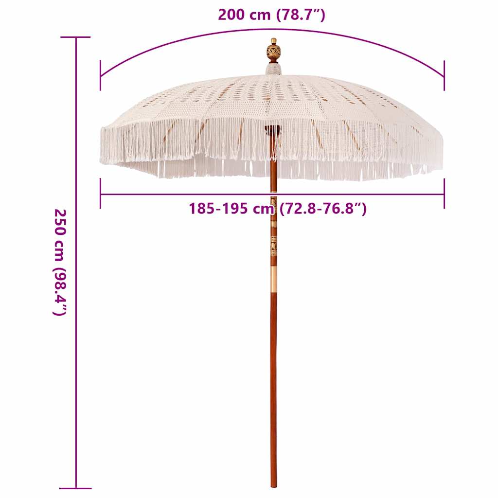Parasoll Annet Krem x 250 cm Bomull og solid tre