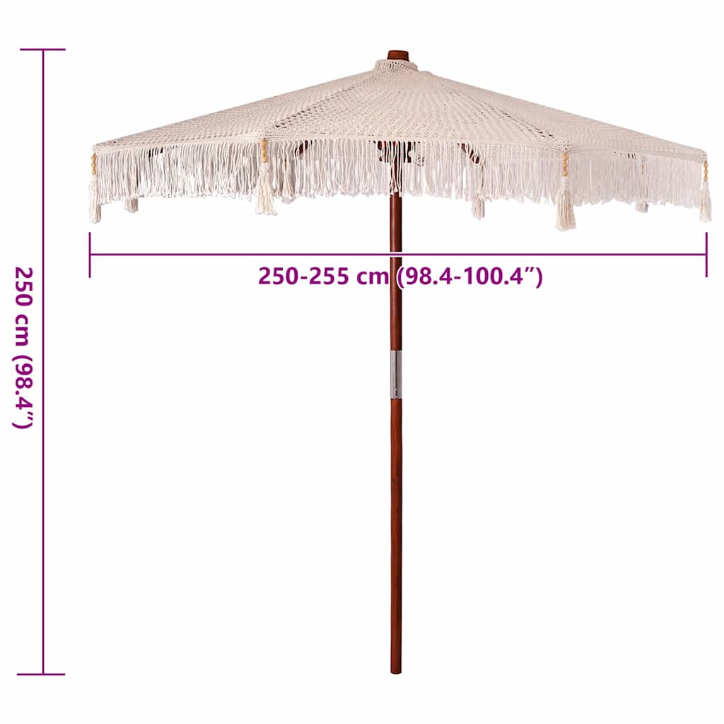 Parasoll Annet Krem x 250 cm Bomull og solid tre