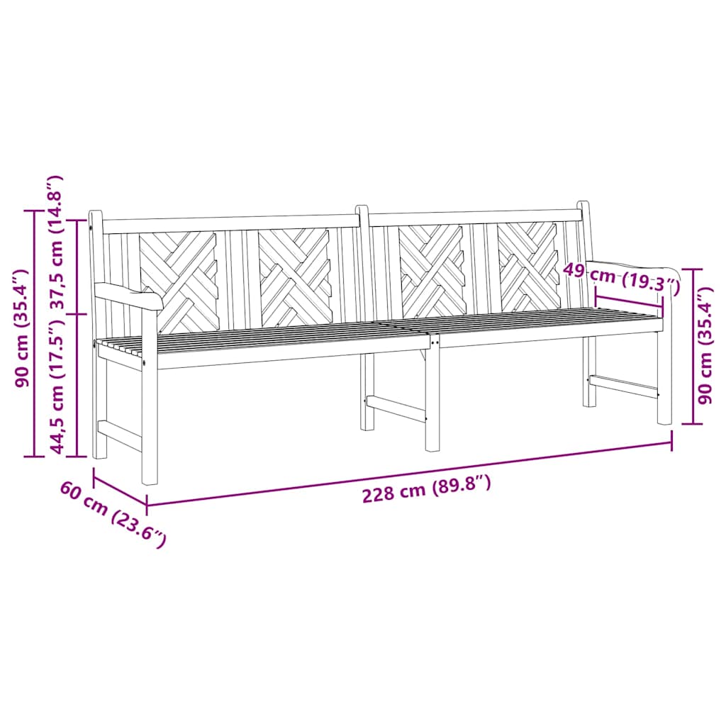 Hagebenk Brun 228 x 60 x 90 cm Heltre teak