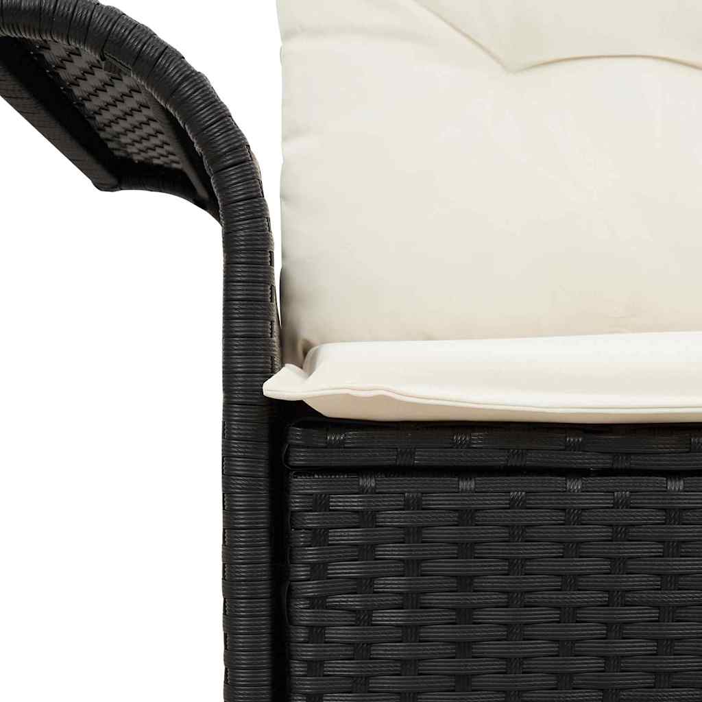 2-seter hagesofa med puter svart polyrotting