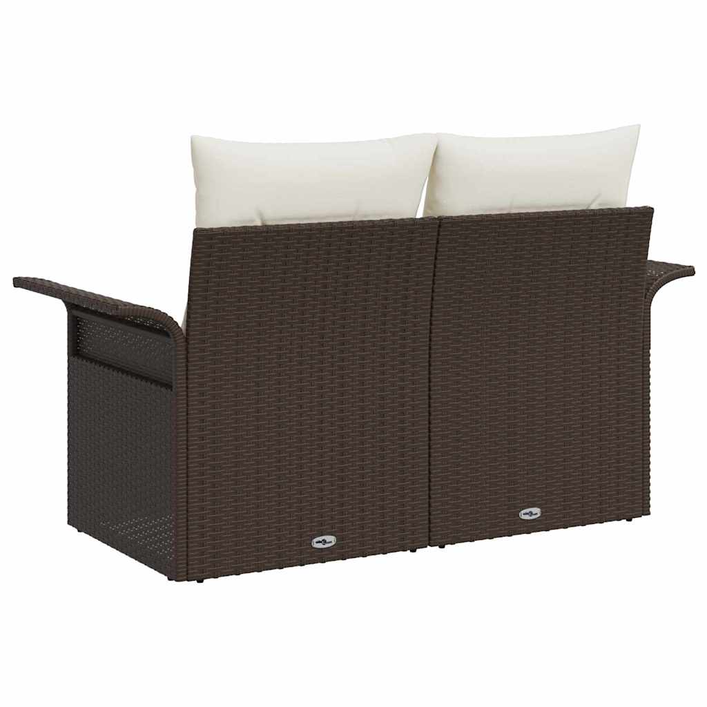 2-seters hage-sofa med puter Brun Poly Rattan