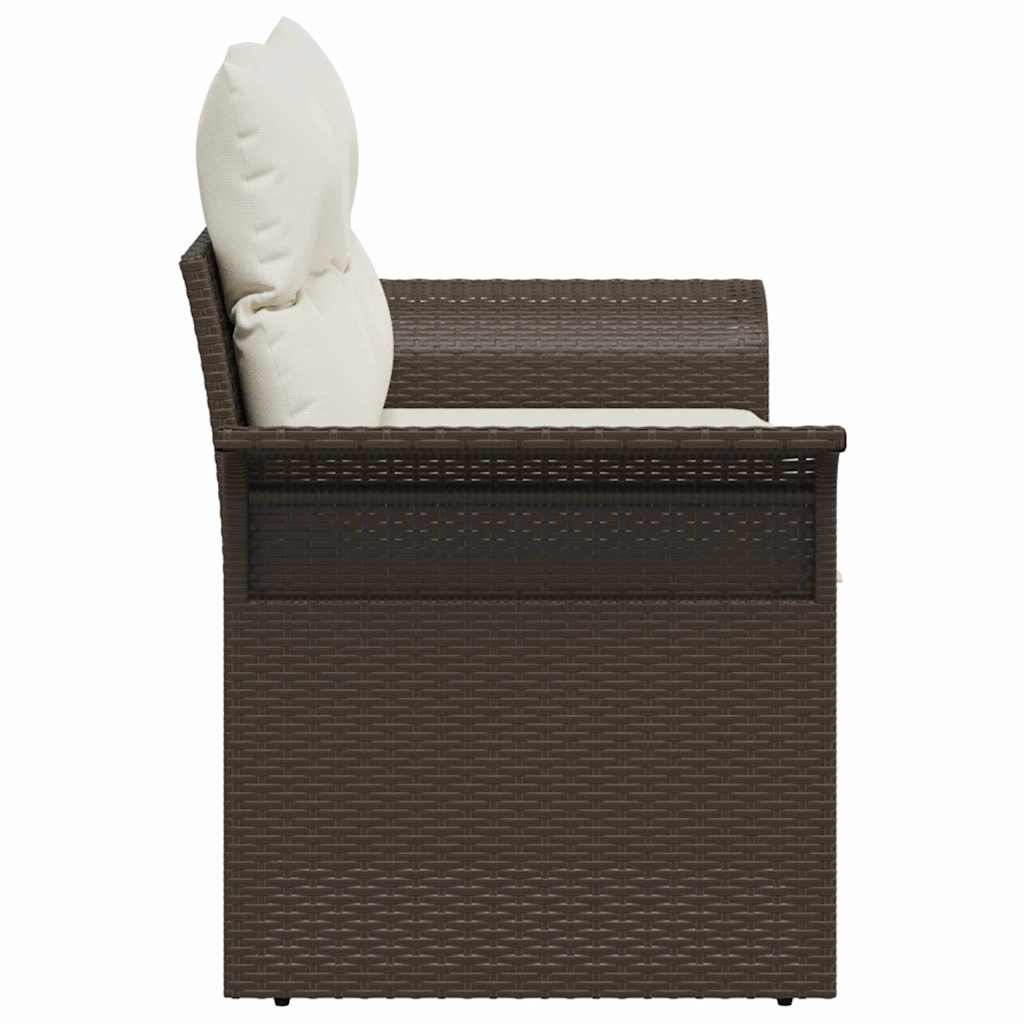 2-seters hage-sofa med puter Brun Poly Rattan