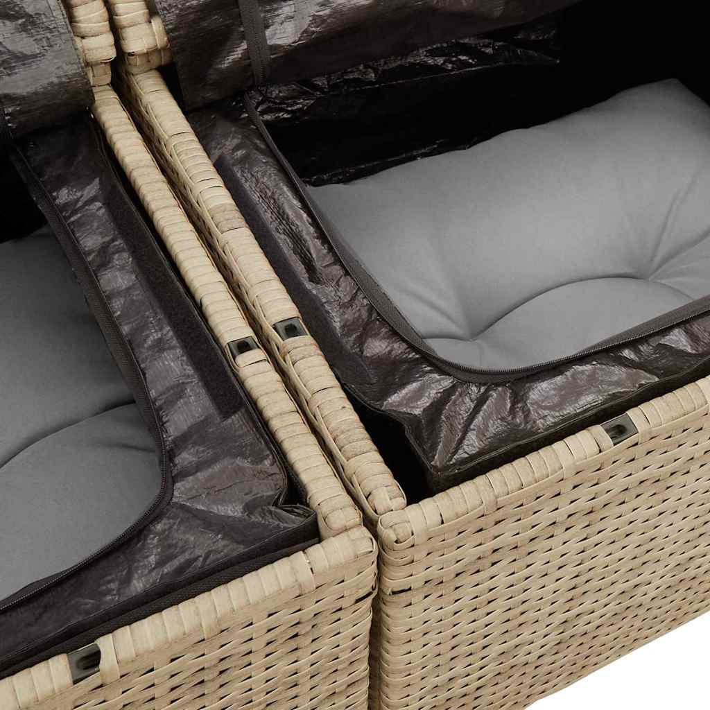 2-seters Hage Sofa med Oppbevaring & Puter Beige Poly Rotting