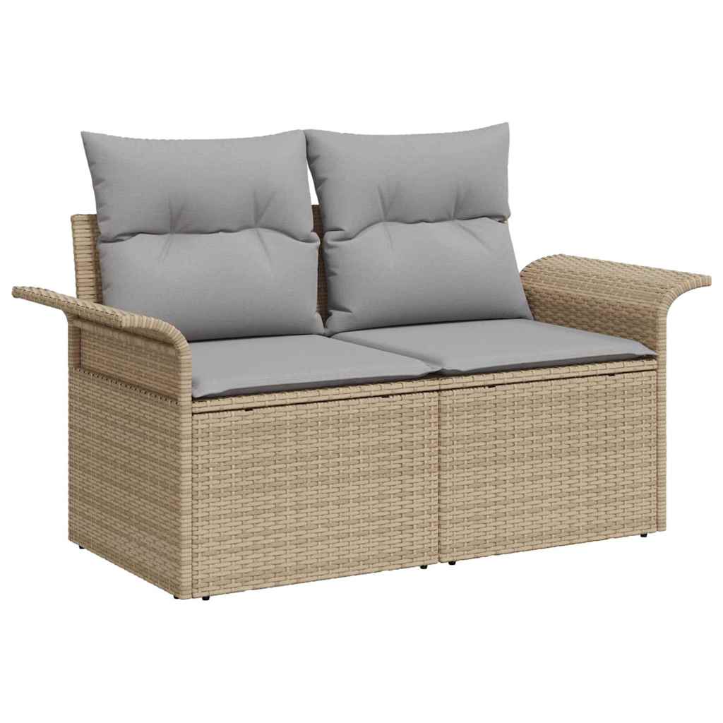 2-seters Hage Sofa med Oppbevaring & Puter Beige Poly Rotting