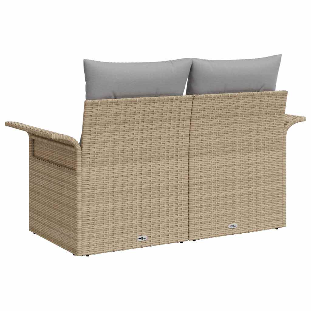 2-seters Hage Sofa med Oppbevaring & Puter Beige Poly Rotting