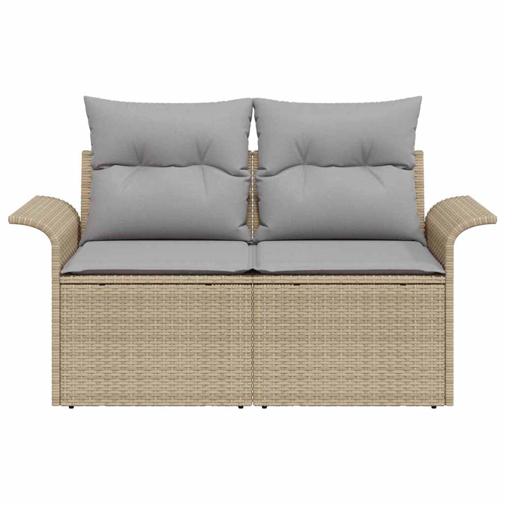2-seters Hage Sofa med Oppbevaring & Puter Beige Poly Rotting