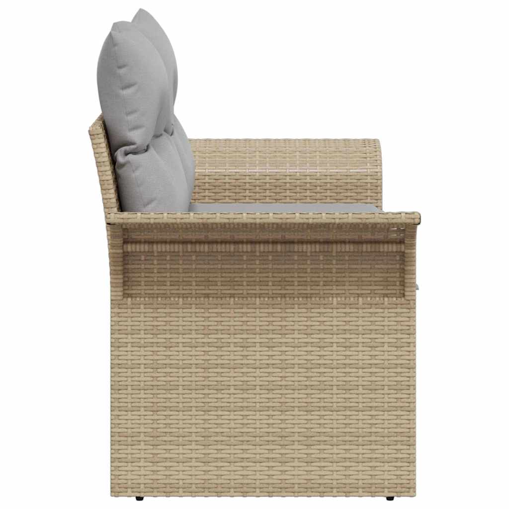 2-seters Hage Sofa med Oppbevaring & Puter Beige Poly Rotting