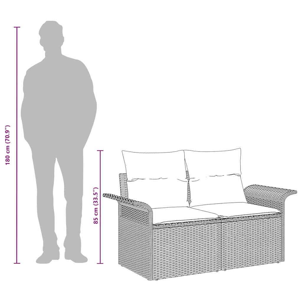 2-seters Hage Sofa med Oppbevaring & Puter Beige Poly Rotting