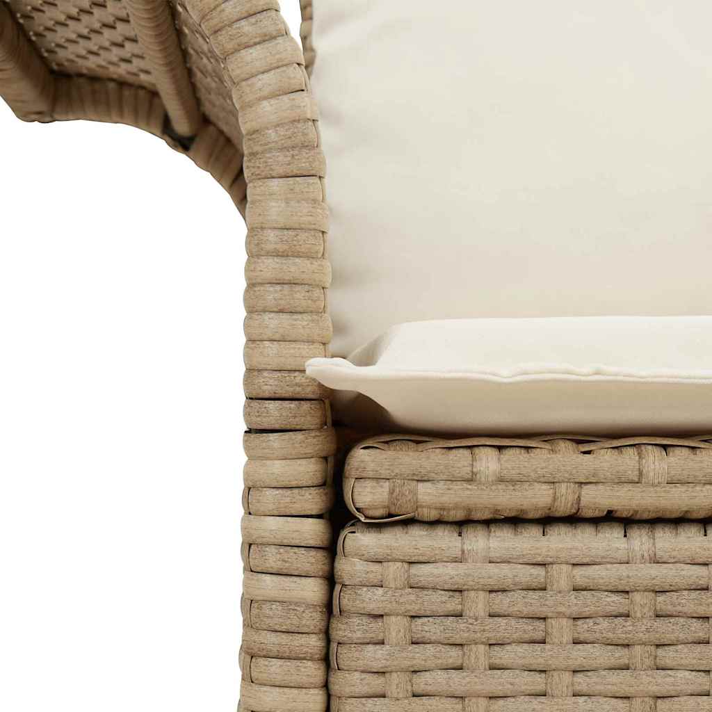 2-seters Hagesofa med Oppbevaring & Puter Kremfarget Poly Rattan