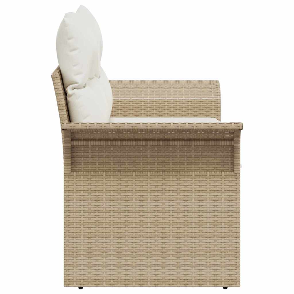 2-seters Hagesofa med Oppbevaring & Puter Kremfarget Poly Rattan