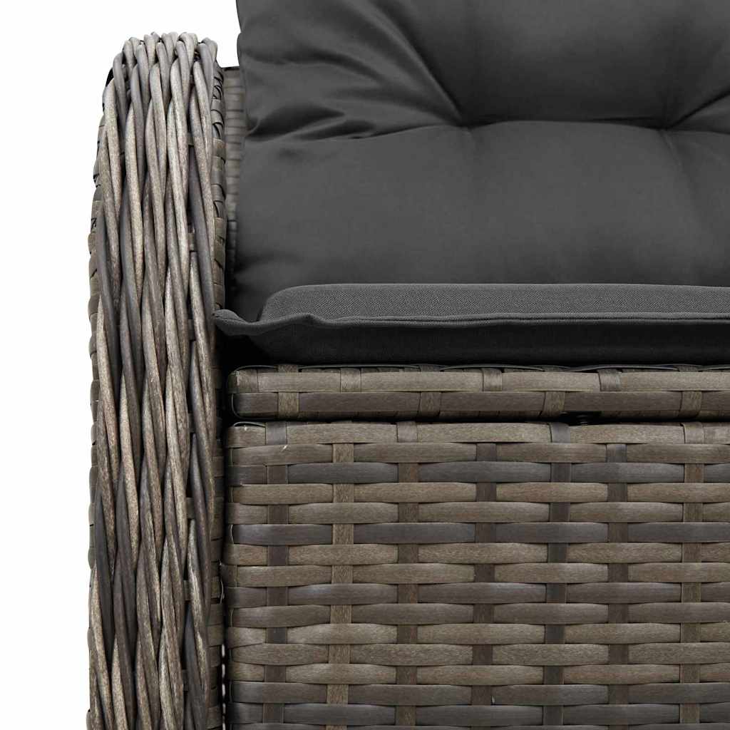 2-seter Hagesofa med Puter Grå Poly Rattan